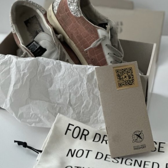 White with Pink Suede Golden Goose Sneakers Size 36 - Picture 5 of 6